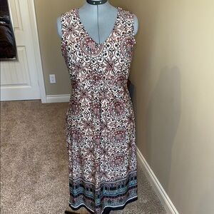 Initiatives Sundress Brownish red Brick red design Sleeveless Scoop Neck Maxi